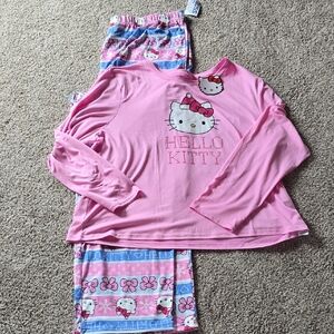 Hello Kitty Womens Pink and Blue Pajama Set Sz XL